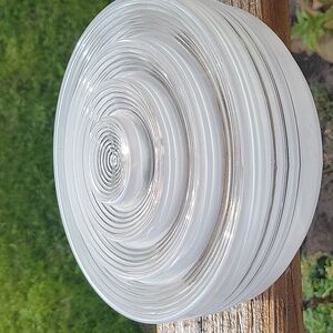 Mid Century Round Ribbed Flush Mount Frosted Ceiling Shade .